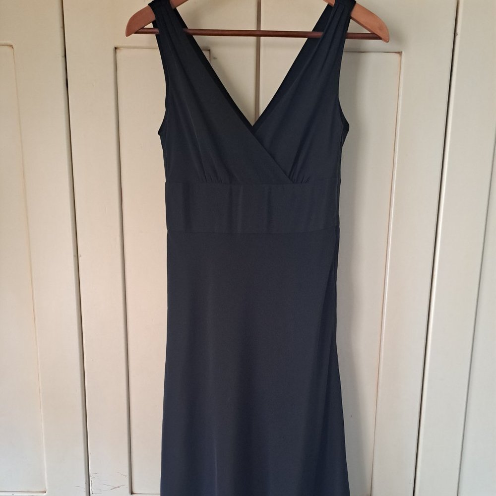 J Crew Silk Cross Bodice V Neck Sleeveless Black Dress Sz 2
